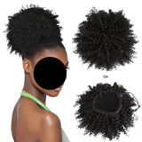 Afro Puff Curly Hair Buns Ponytail Synthetic Wig black