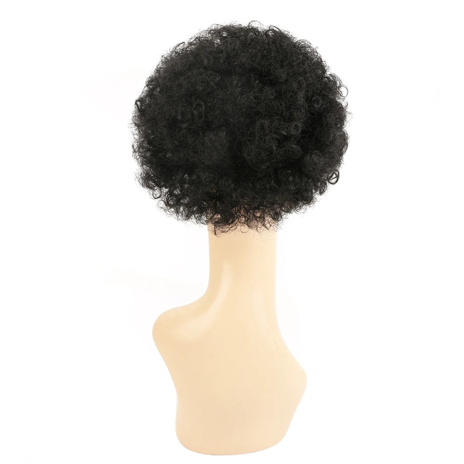 Afro Puff Curly Hair Buns Ponytail Synthetic Wig black