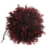 Afro Puff Curly Hair Buns Ponytail Synthetic Wig red black