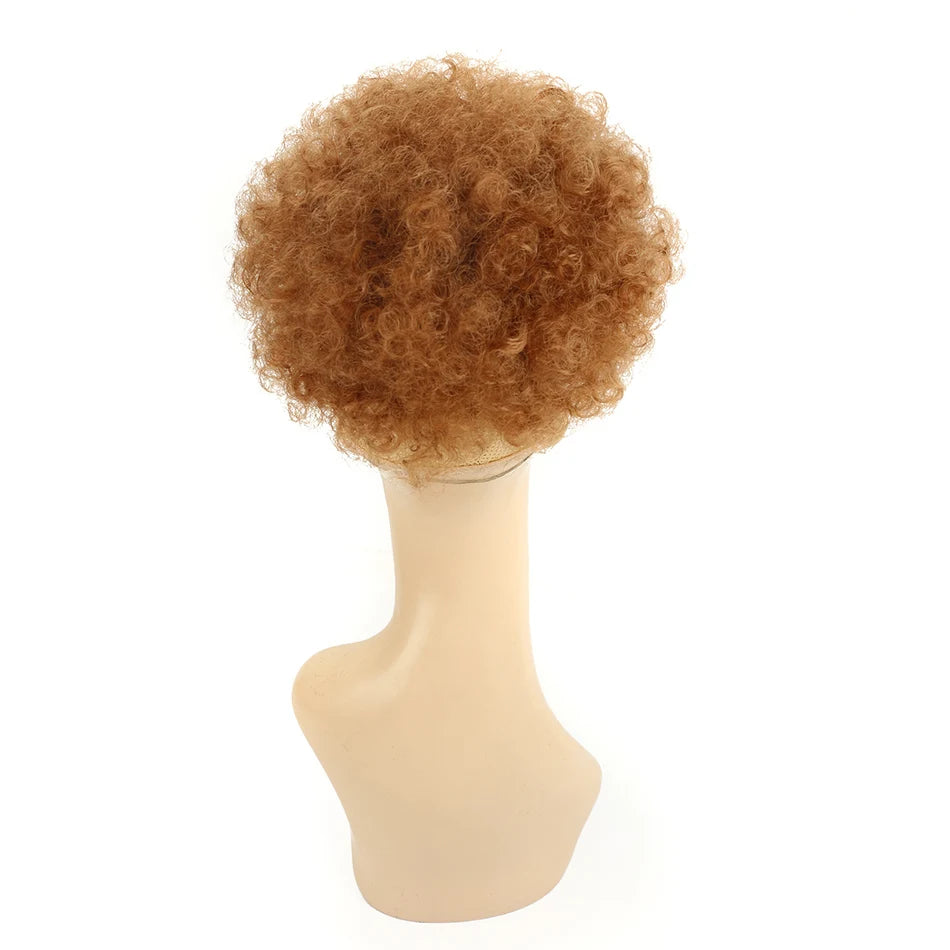 Afro Puff Curly Hair Buns Ponytail Synthetic Wig light brown