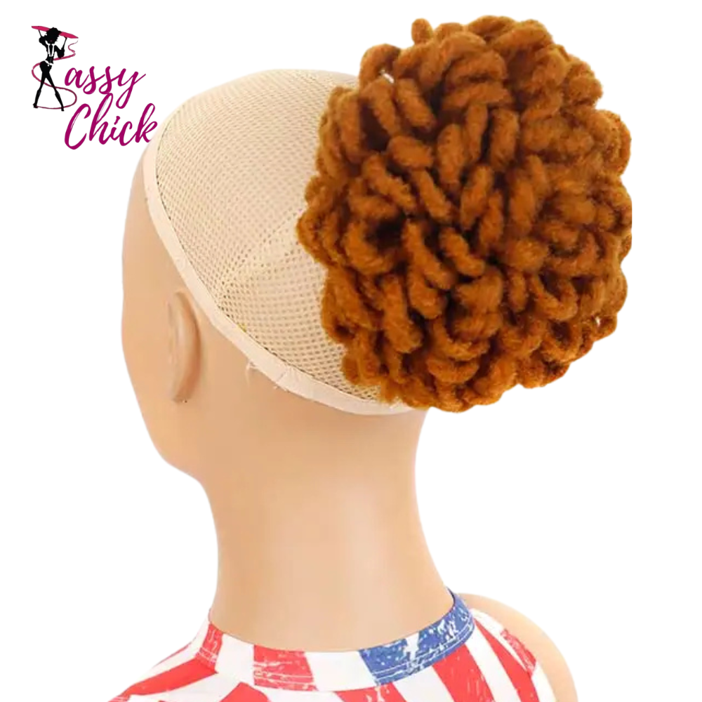 Afro Puff Drawstring Braided Faux Locks Hair Bun Sassy Chick Logo