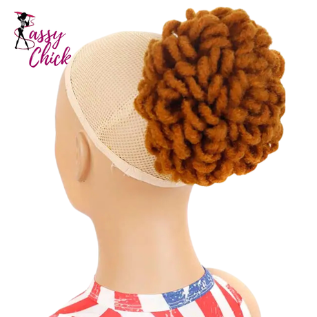 Afro Puff Drawstring Braided Faux Locks Hair Bun Sassy Chick Logo
