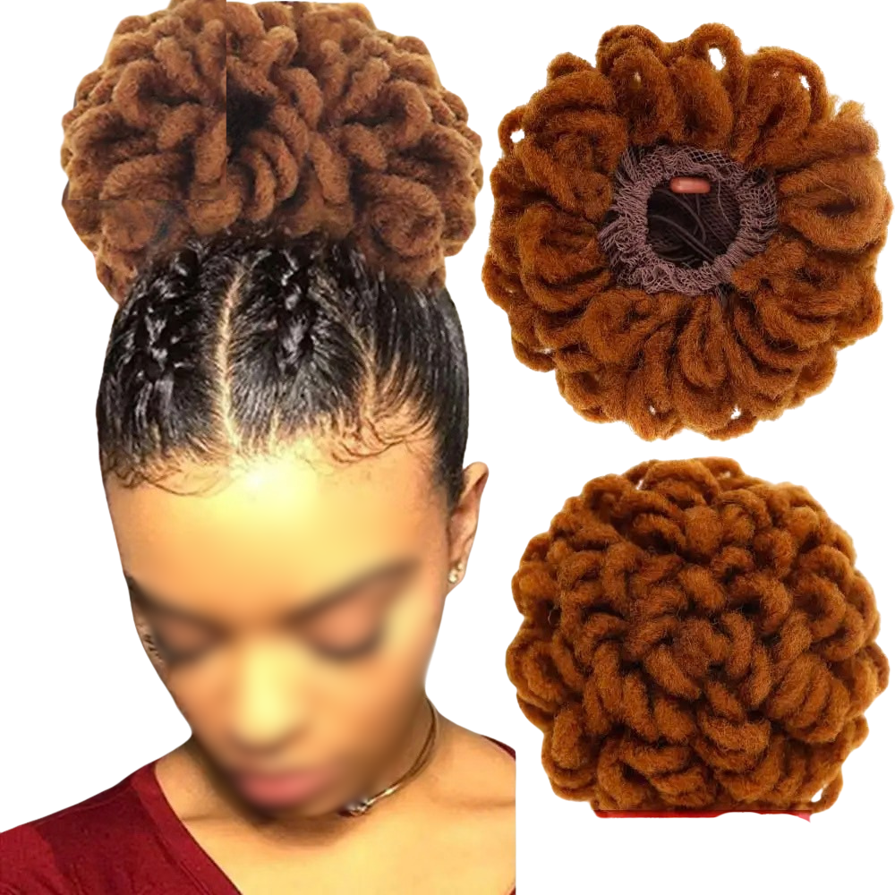 Afro Puff Drawstring Braided Faux Locks Hair Bun