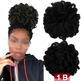 Black Afro Puff Drawstring Braided Faux Locks Hair Bun