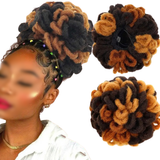 Brown Afro Puff Drawstring Braided Faux Locks Hair Bun