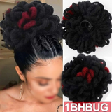 Black Afro Puff Drawstring Braided Faux Locks Hair Bun