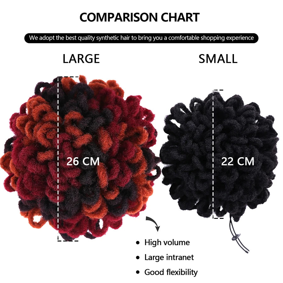 Afro Puff Drawstring Synthetic Clip In Hair Dreadlock Ponytail size