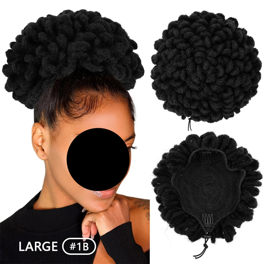Afro Puff Drawstring Synthetic Clip In Hair Dreadlock Ponytail large black