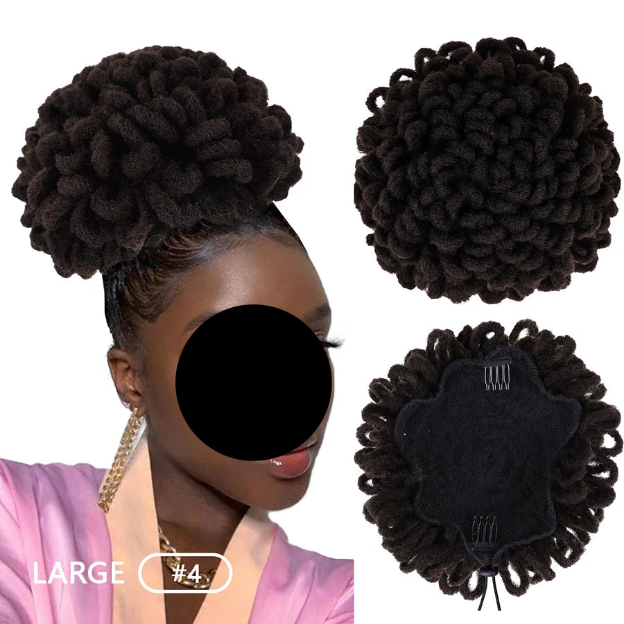 Afro Puff Drawstring Synthetic Clip In Hair Dreadlock Ponytail large black