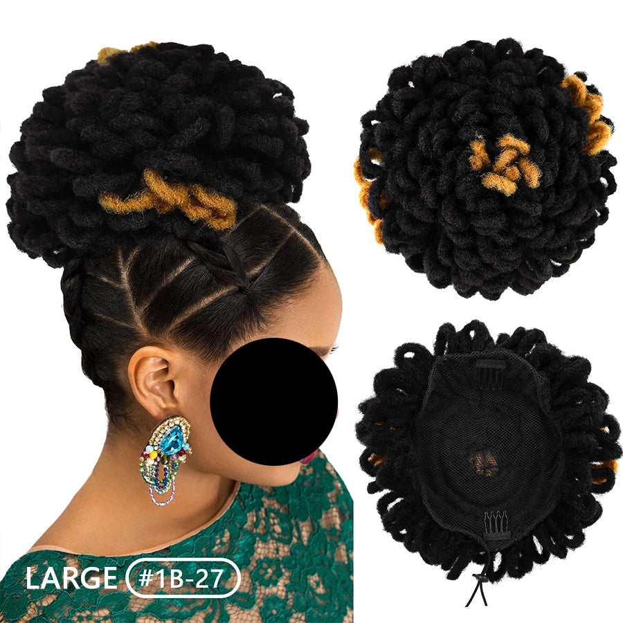 Afro Puff Drawstring Synthetic Clip In Hair Dreadlock Ponytail large black/brown