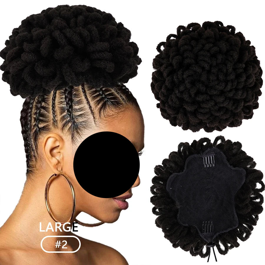 Afro Puff Drawstring Synthetic Clip In Hair Dreadlock Ponytail large black