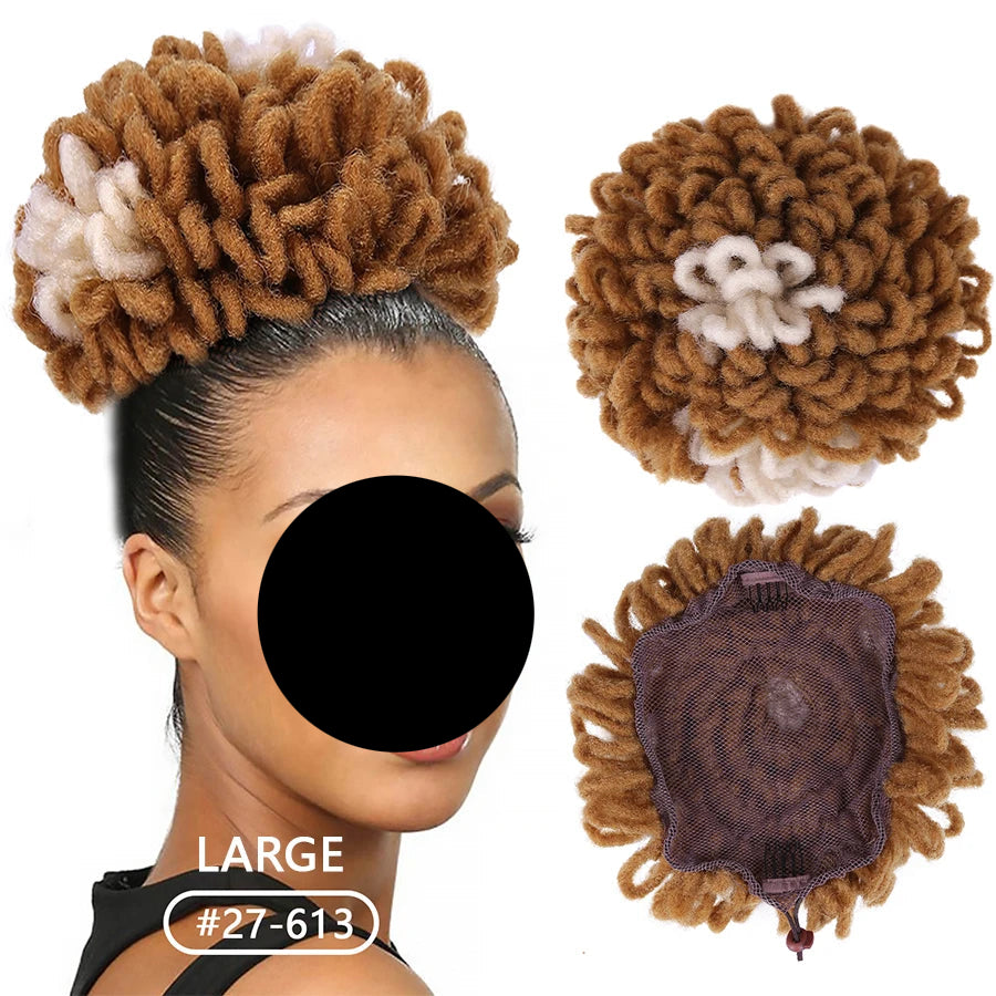 Afro Puff Drawstring Synthetic Clip In Hair Dreadlock Ponytail large brown