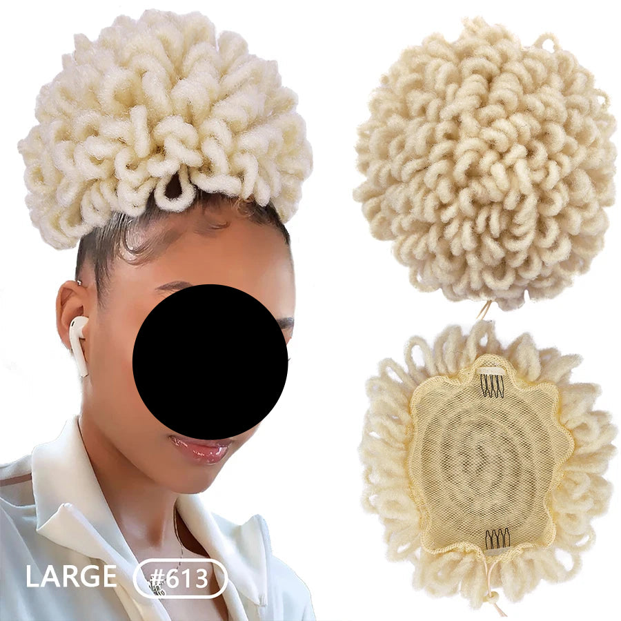 Afro Puff Drawstring Synthetic Clip In Hair Dreadlock Ponytail large white