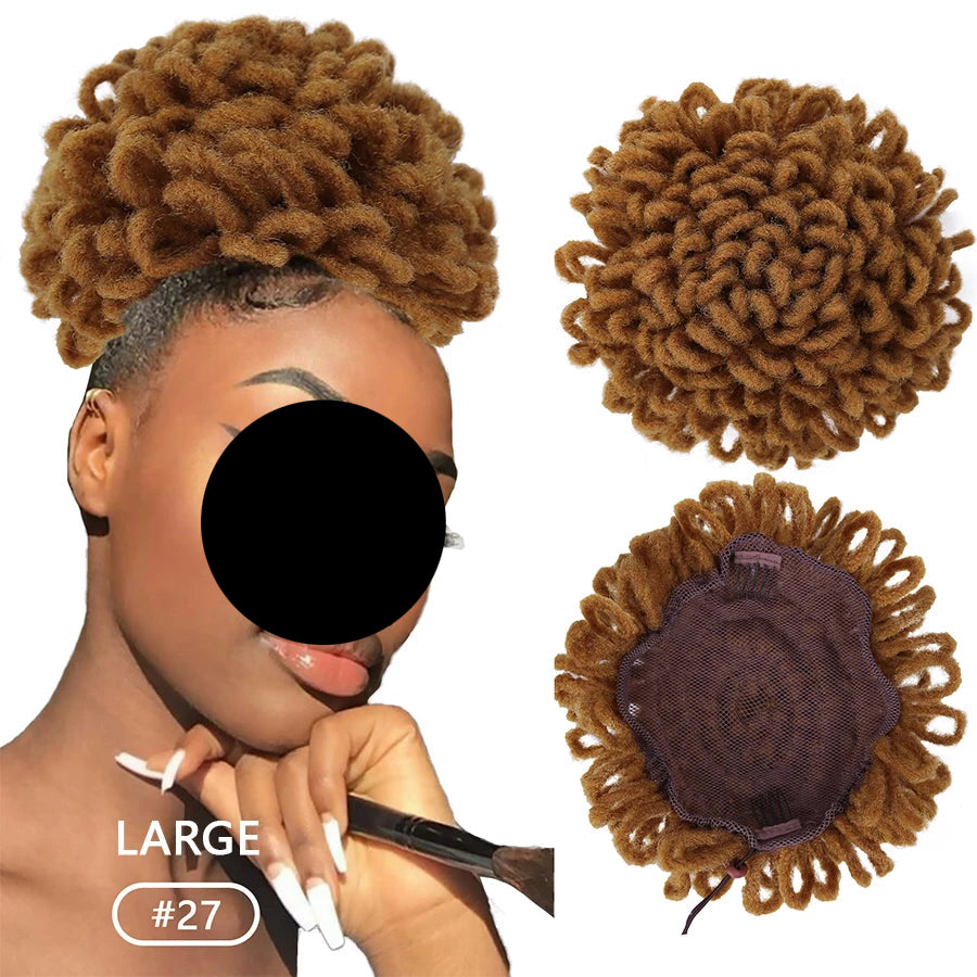 Afro Puff Drawstring Synthetic Clip In Hair Dreadlock Ponytail brown