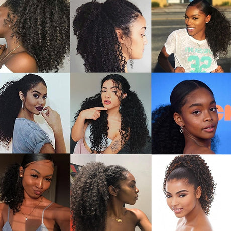 Collection of Afro Puff Kinky Curly Ponytail Hair Extension