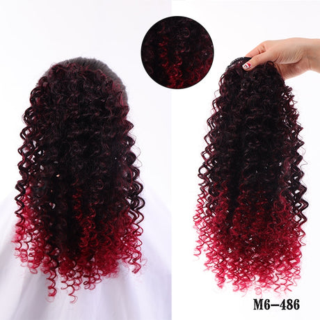 Red Afro Puff Kinky Curly Ponytail Hair Extension