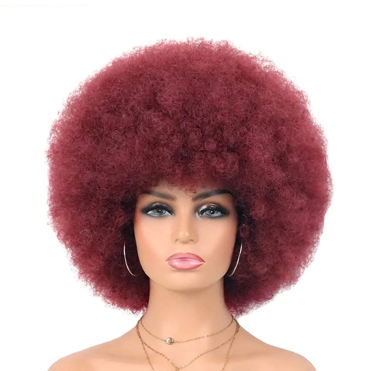 Red Afro Short Curly Kinky for Black Women Synthetic Wigs