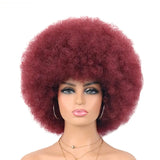 Red Afro Short Curly Kinky for Black Women Synthetic Wigs