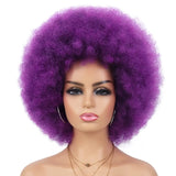 Purple Afro Short Curly Kinky for Black Women Synthetic Wigs