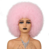 Pink Afro Short Curly Kinky for Black Women Synthetic Wigs