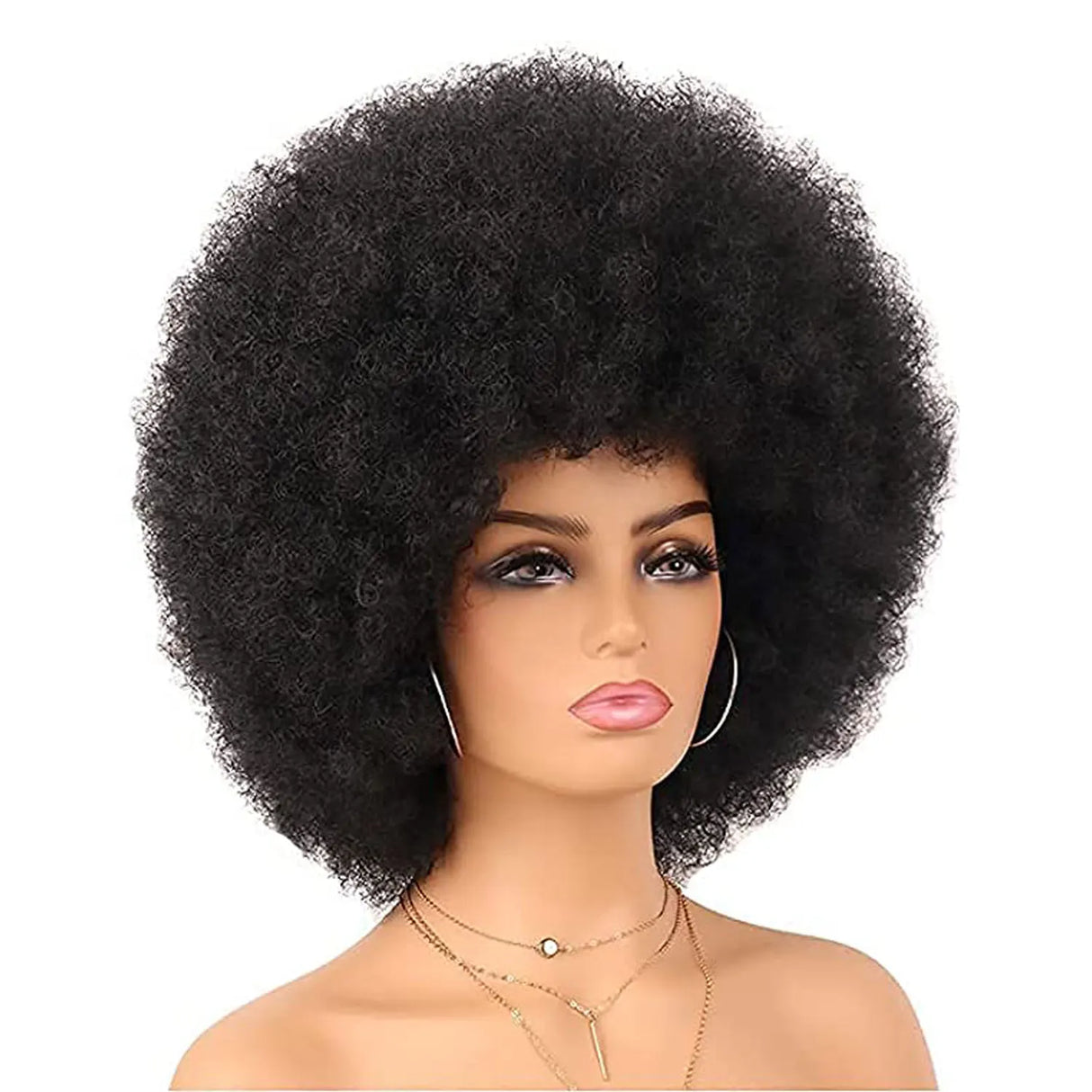 Black Afro Short Curly Kinky for Black Women Synthetic Wigs