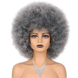 Gray Afro Short Curly Kinky for Black Women Synthetic Wigs