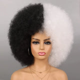 White Black Afro Short Curly Kinky for Black Women Synthetic Wigs