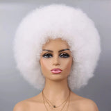 White Afro Short Curly Kinky for Black Women Synthetic Wigs