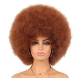 Brown Afro Short Curly Kinky for Black Women Synthetic Wigs