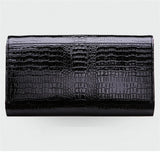 Alligator Pattern Leather Clutch Bag black back