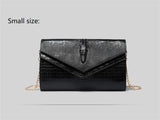 Alligator Pattern Leather Clutch Bag black small 