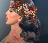 Model using Alloy Flower Headdress Shining Rhinestone Bridal Headband