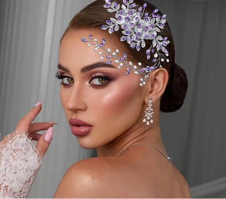 Bride using head piece 