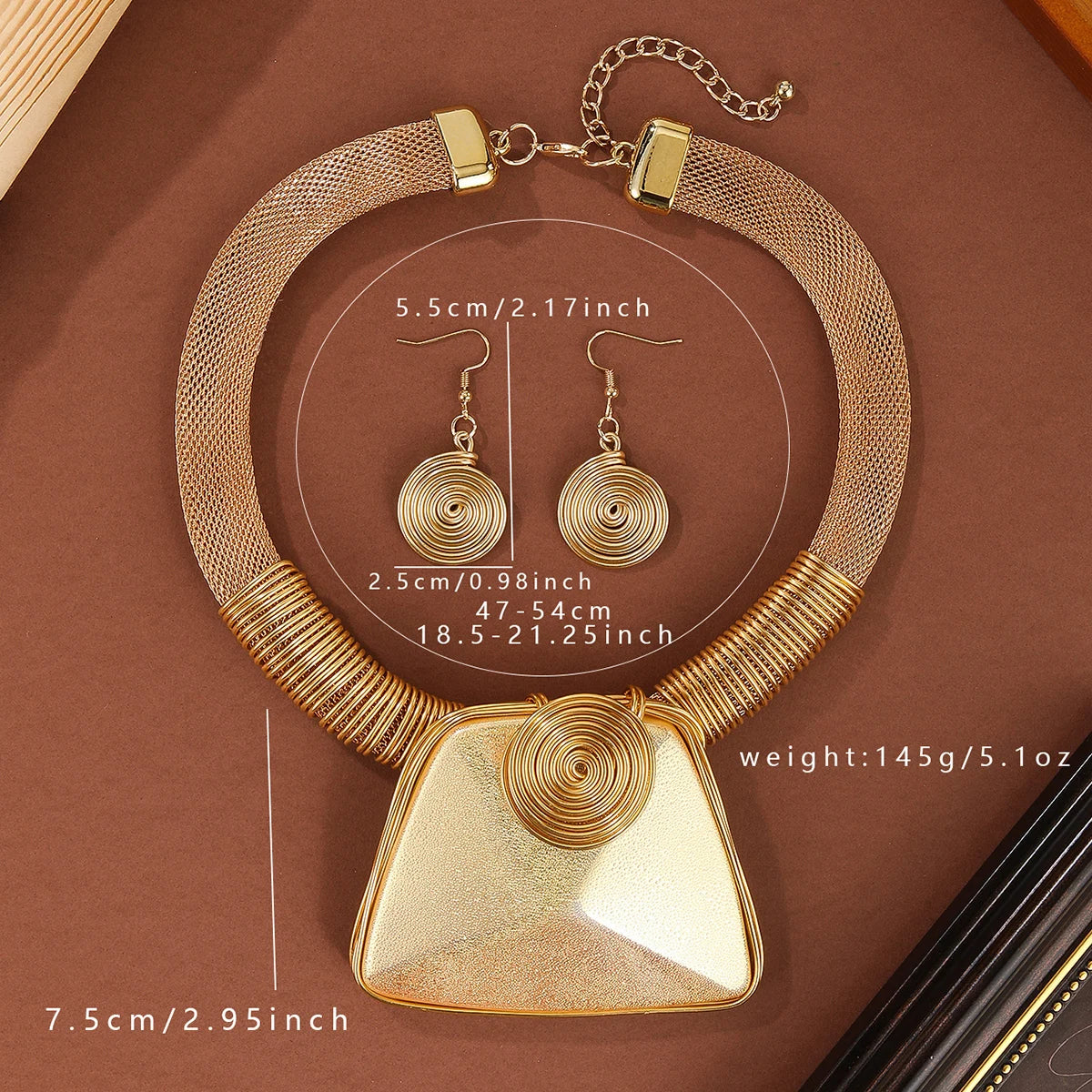 Size of Aluminum Woven Geometric Square Big Resin Jewelry Set