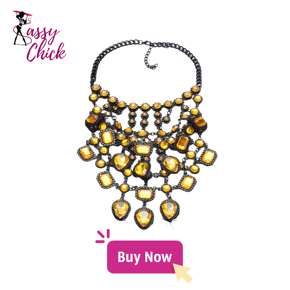 Amber Rhinestone Statement Necklace