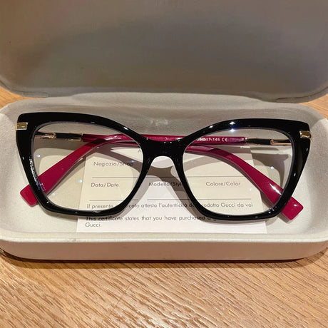 Anti-Blue Light Cat Eye Eyewear black red