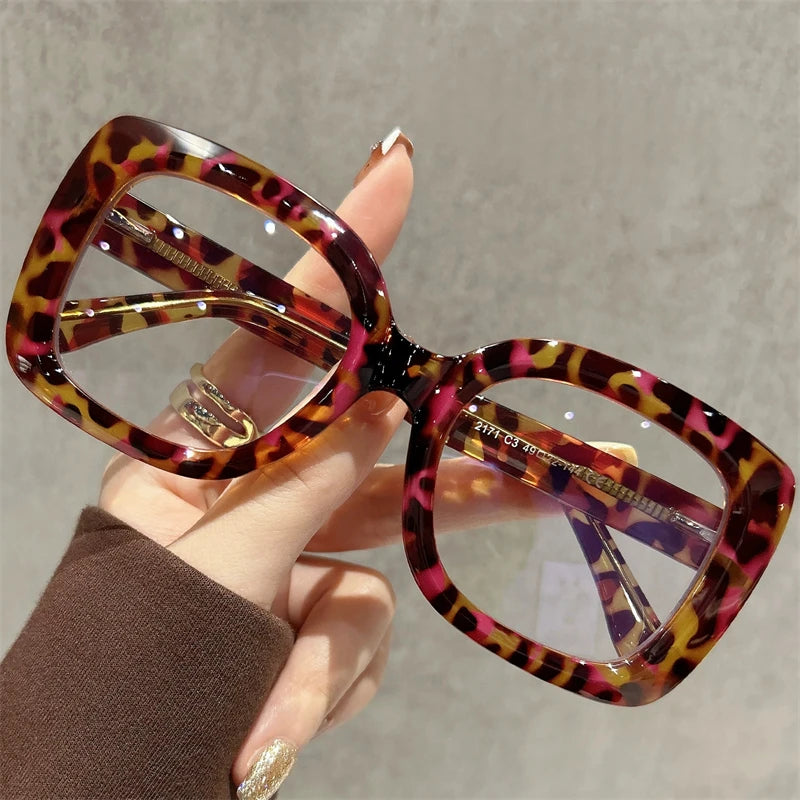 Leopard Anti-Blue Light Photochromic Myopia Eyeglasses