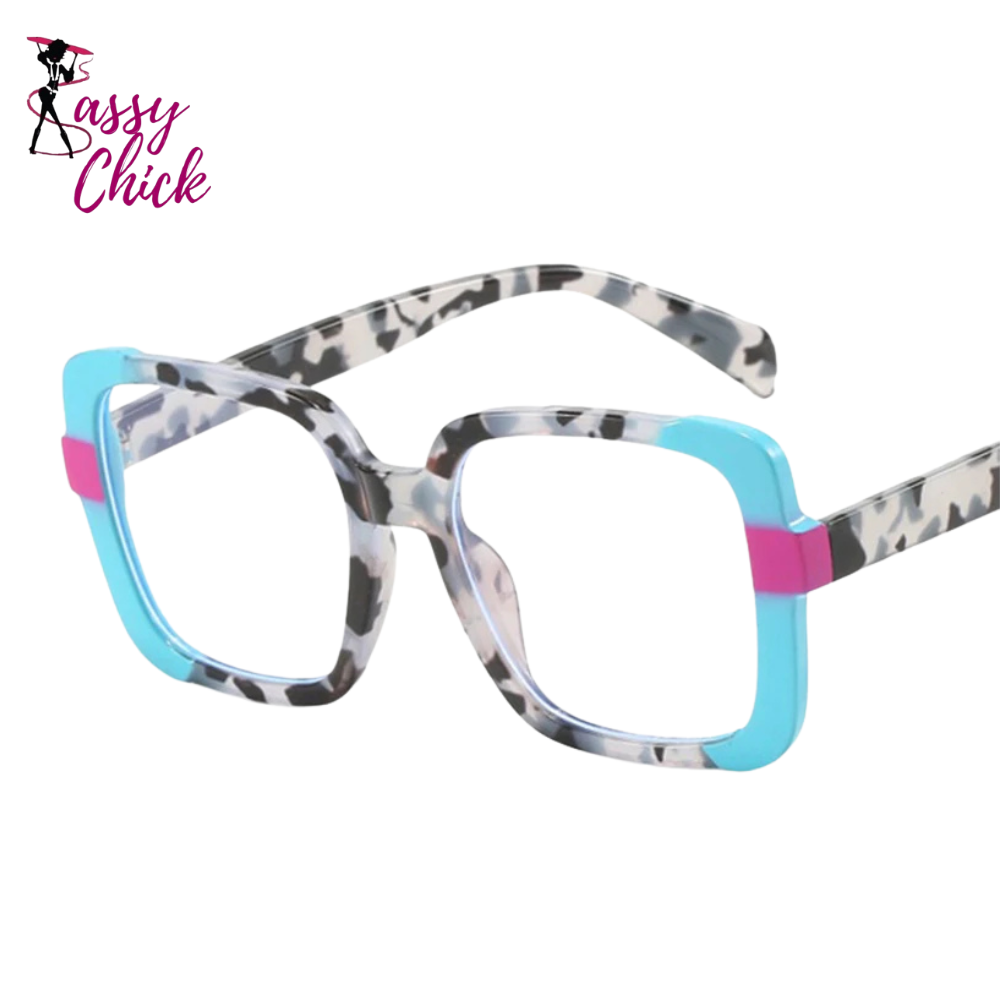 Anti-blue Light Optica Square Colorful Eyeglass Sassy Chick Logo