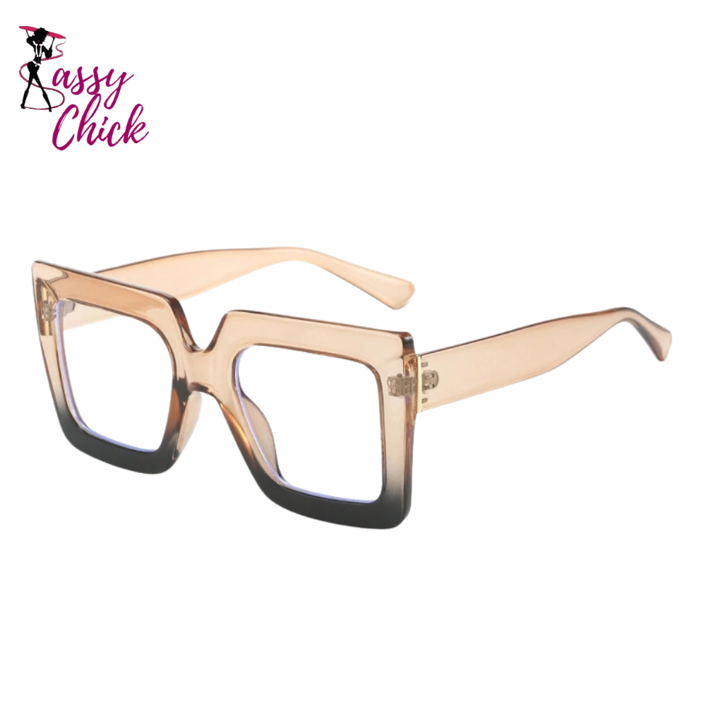 Anti Blue Light Glasses Large Square Sassy Chick Logo