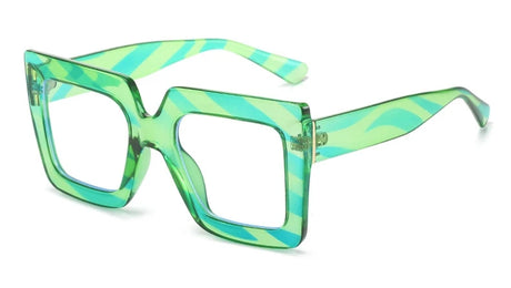 Green Anti Blue Light Glasses Large Square