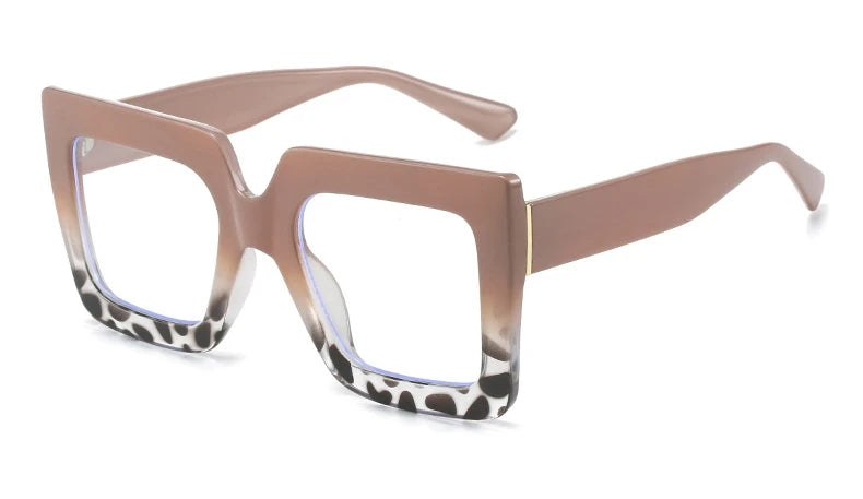 Beige Anti Blue Light Glasses Large Square