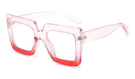 Transparent pink Anti Blue Light Glasses Large Square