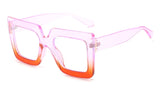 Transparent pink Anti Blue Light Glasses Large Square