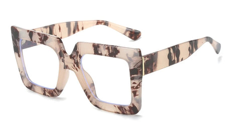 Beige Anti Blue Light Glasses Large Square