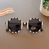 Black White Baby Girls Outdoor Cute Striped Polygon UV400 Sunglasses