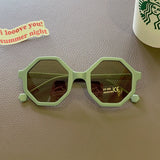 Green Baby Girls Outdoor Cute Striped Polygon UV400 Sunglasses