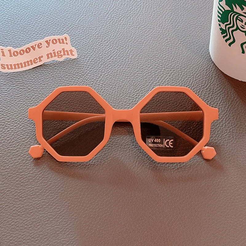 Orange Baby Girls Outdoor Cute Striped Polygon UV400 Sunglasses