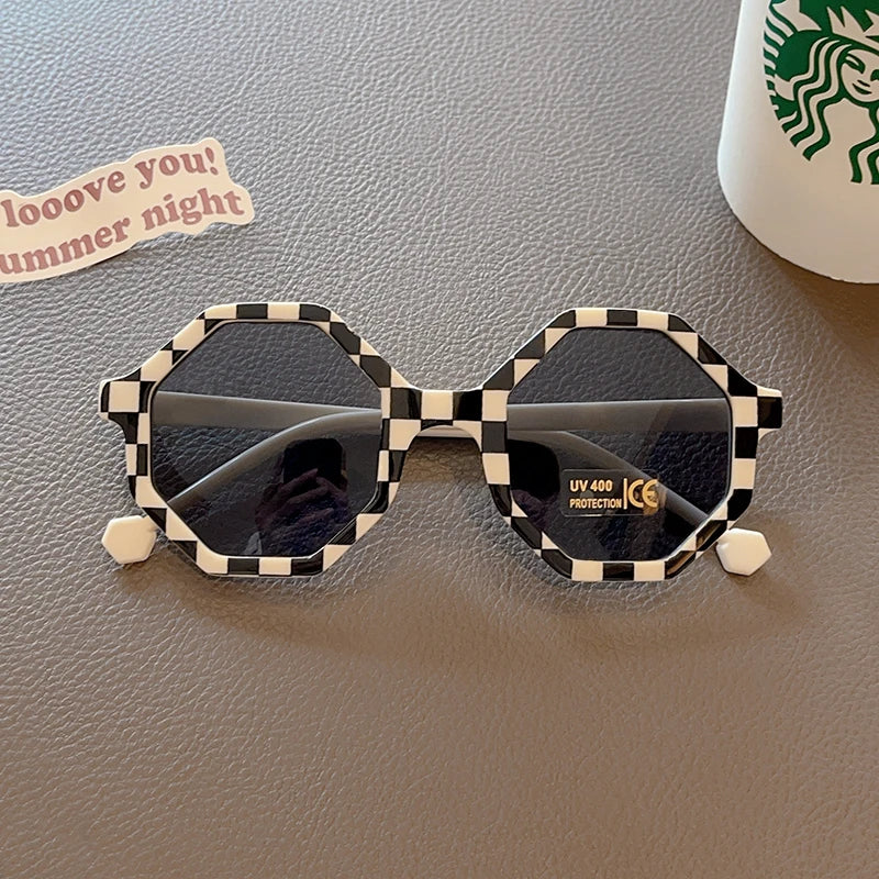 Baby Girls Outdoor Cute Striped Polygon UV400 Sunglasses