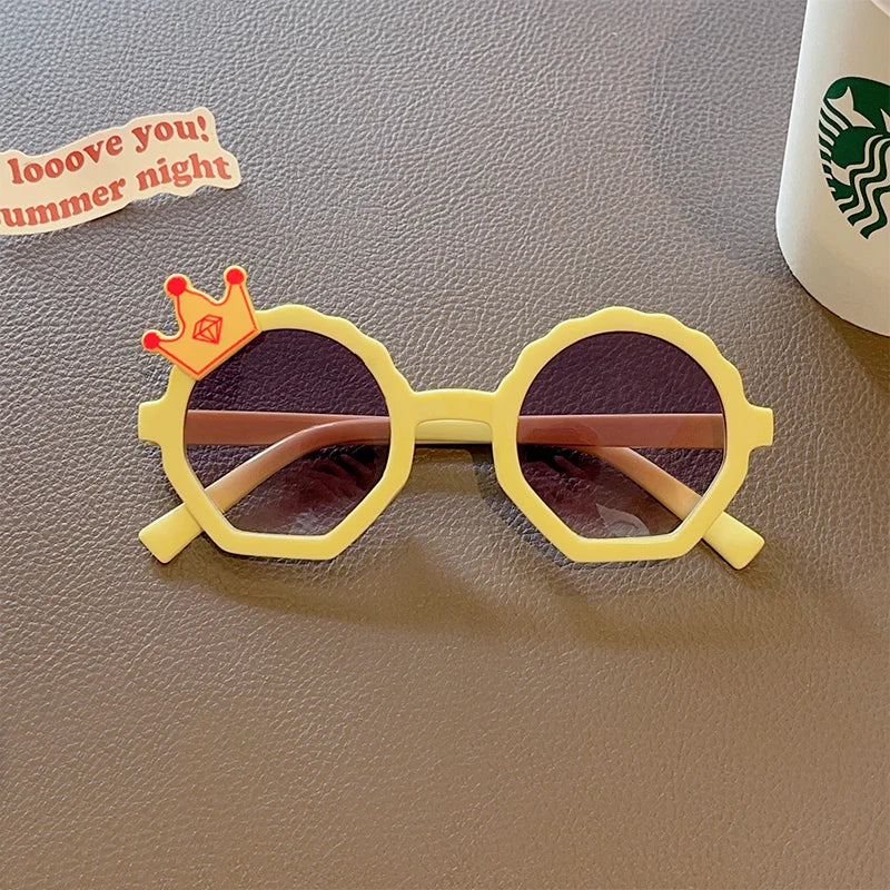 Yellow Baby Girls Outdoor Cute Striped Polygon UV400 Sunglasses