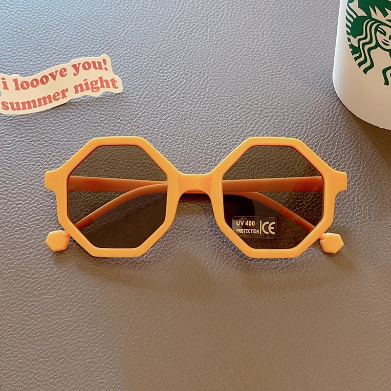 Yellow Baby Girls Outdoor Cute Striped Polygon UV400 Sunglasses